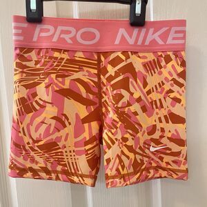 Nike Pro Shorts Orange and Pink Older Kids Girls Size Medium 10-12 NWT DX4989
